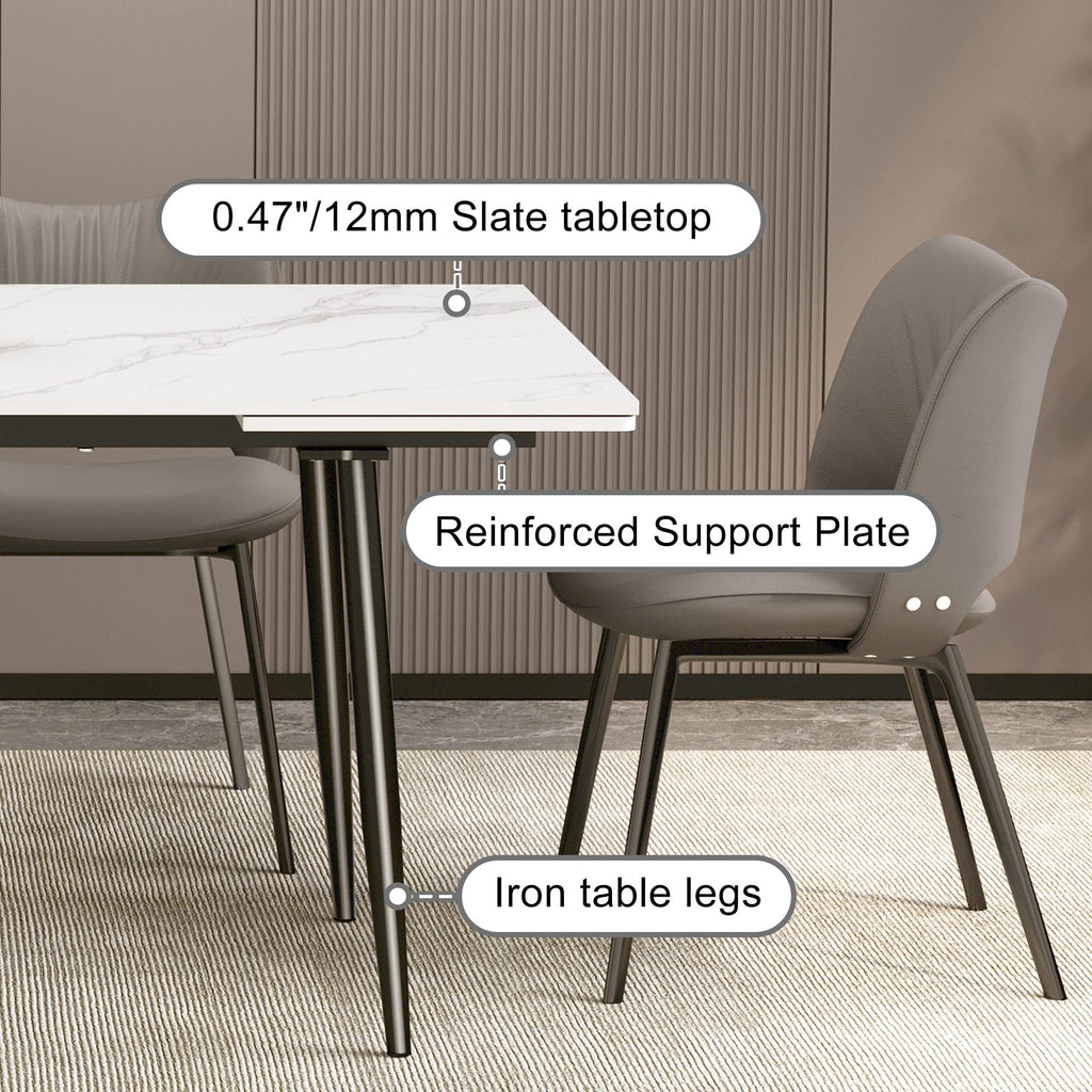 Extendable Sintered Stone Dining Table, White, Seats 6–10 — product view 3