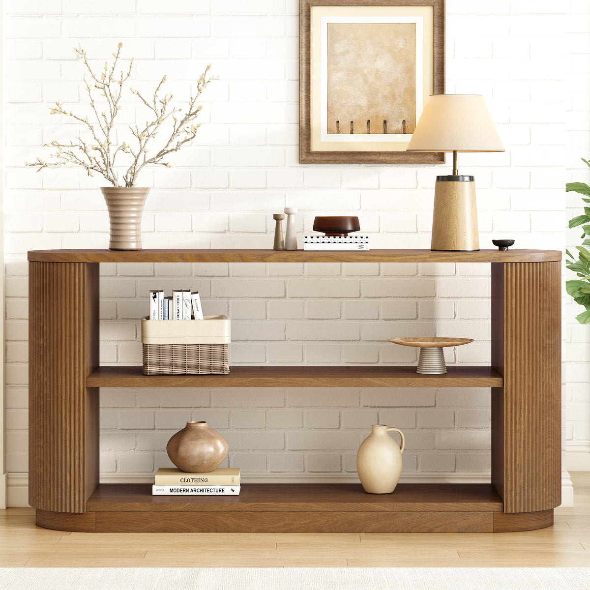 Fluted Modern Entryway Console Table