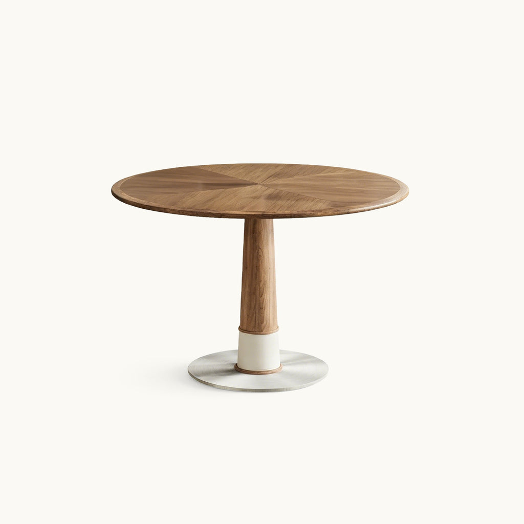 Modern Round Walnut Dining Table — 47in Seats 4