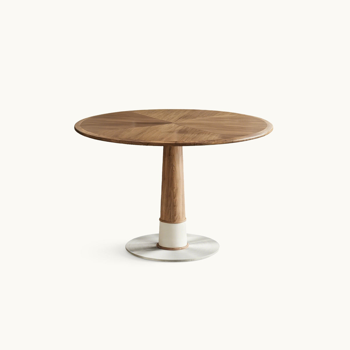 Modern Round Walnut Dining Table — 47in Seats 4