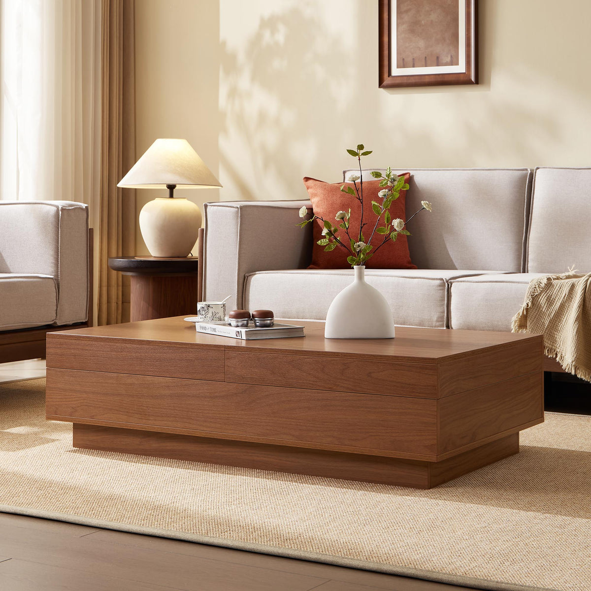 Expandable Walnut Coffee Table with Hidden Storage — product view 3