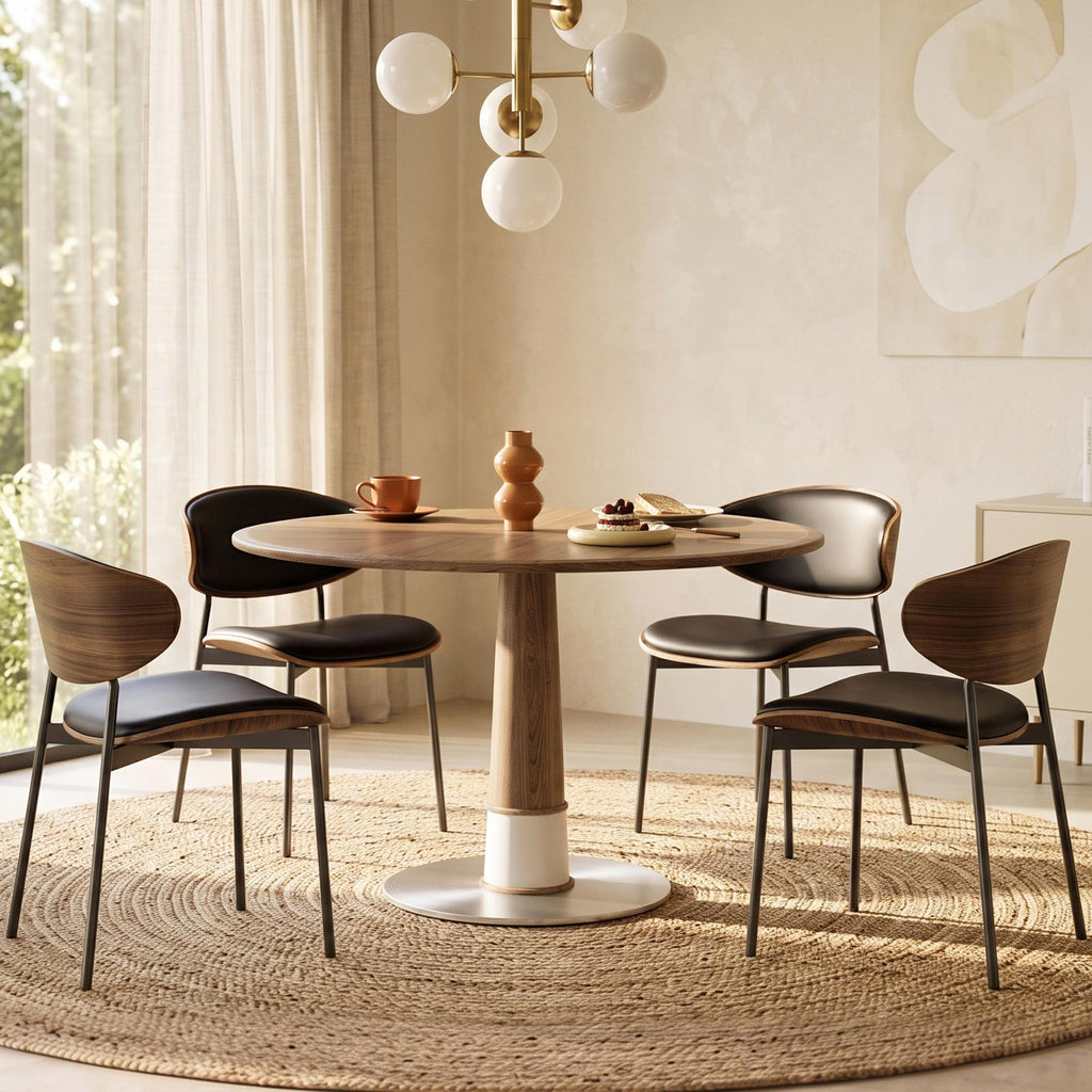 Modern Round Walnut Dining Table, 47 in., Seats 4 — product view 2