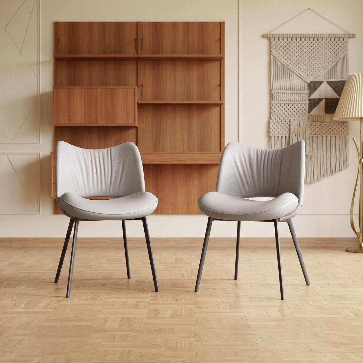 Curved-Back Dining Chairs, Grey, Set of 2 — product view 2