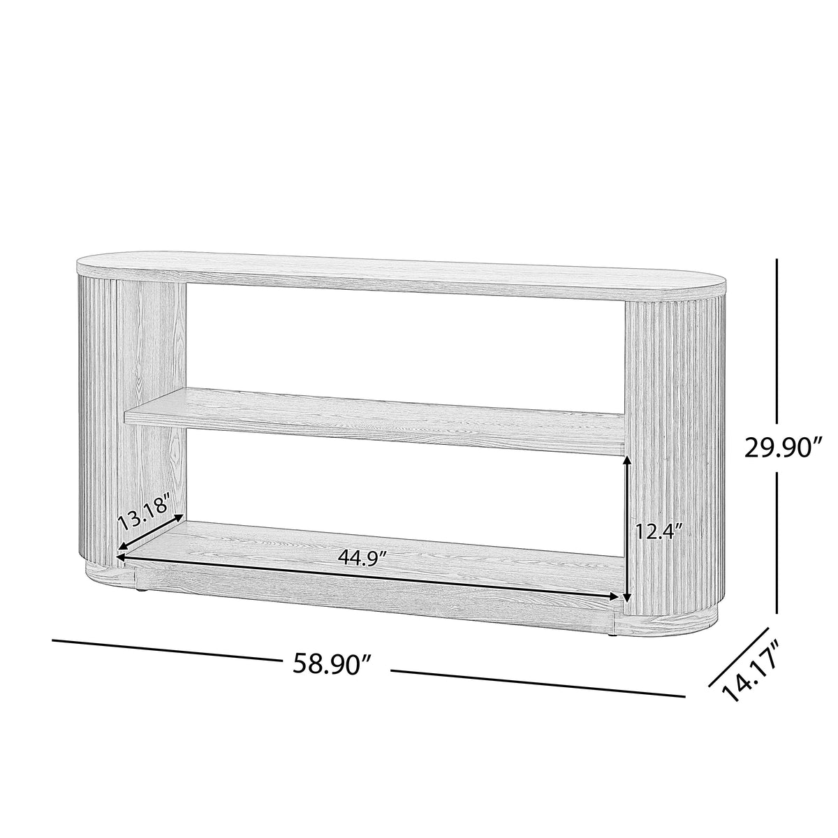 Fluted Entryway Console Table, Brown, 58.9 in. — product view 3