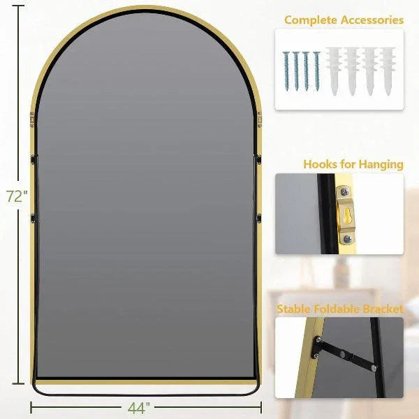 MELOMOIR Arched Full-Length Floor Mirror — Gold, 72 × 44 in. — product view 2