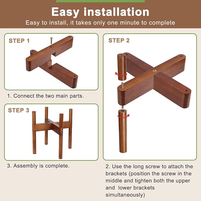 Vigordream Pine Wood Plant Stand — Walnut Finish, 2 Heights — product view 2