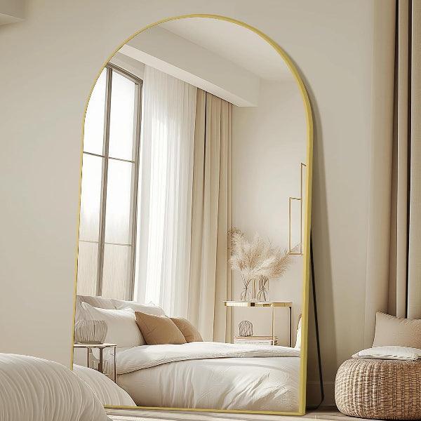 MELOMOIR Arched Full-Length Floor Mirror Gold