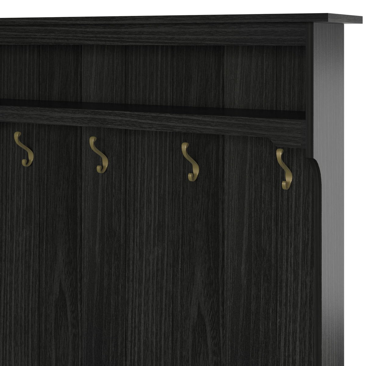 Entryway Hall Tree with Baskets and Open Storage, Black — product view 5