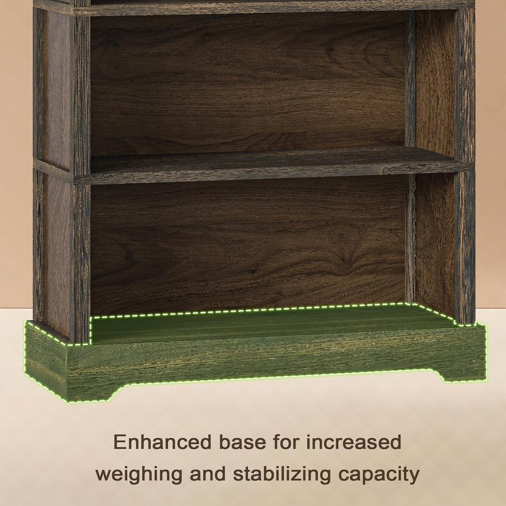 Five-Tier Open Bookcase, Dark Wood Finish, 65.2in — product view 4