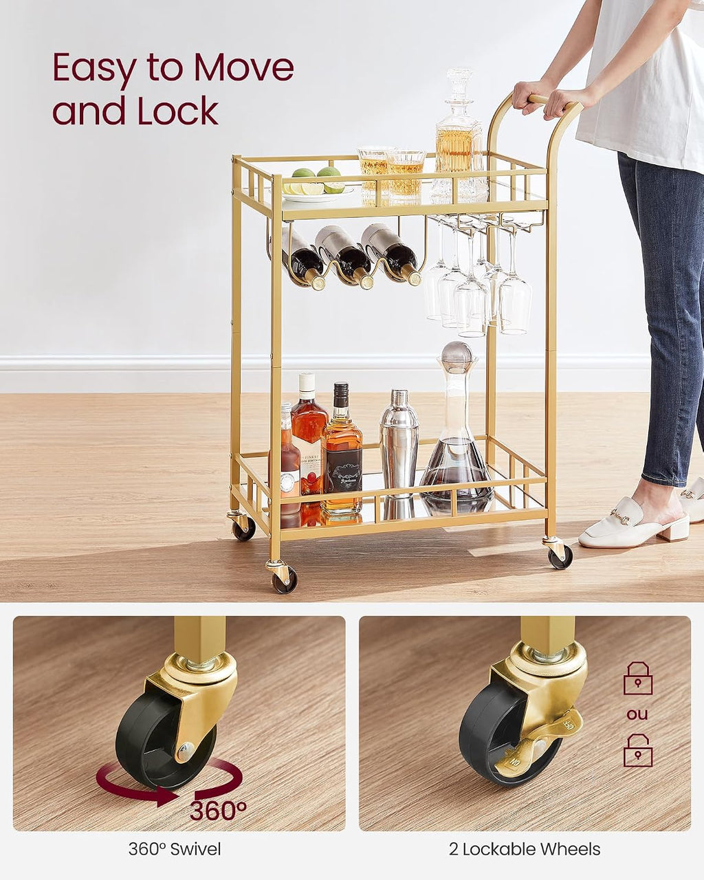 VASAGLE Mirrored Bar Cart, Gold, 26in — product view 4