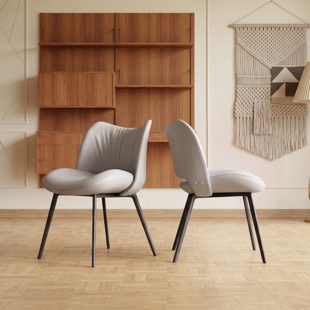 Curved-Back Dining Chairs, Grey, Set of 2 — product view 3