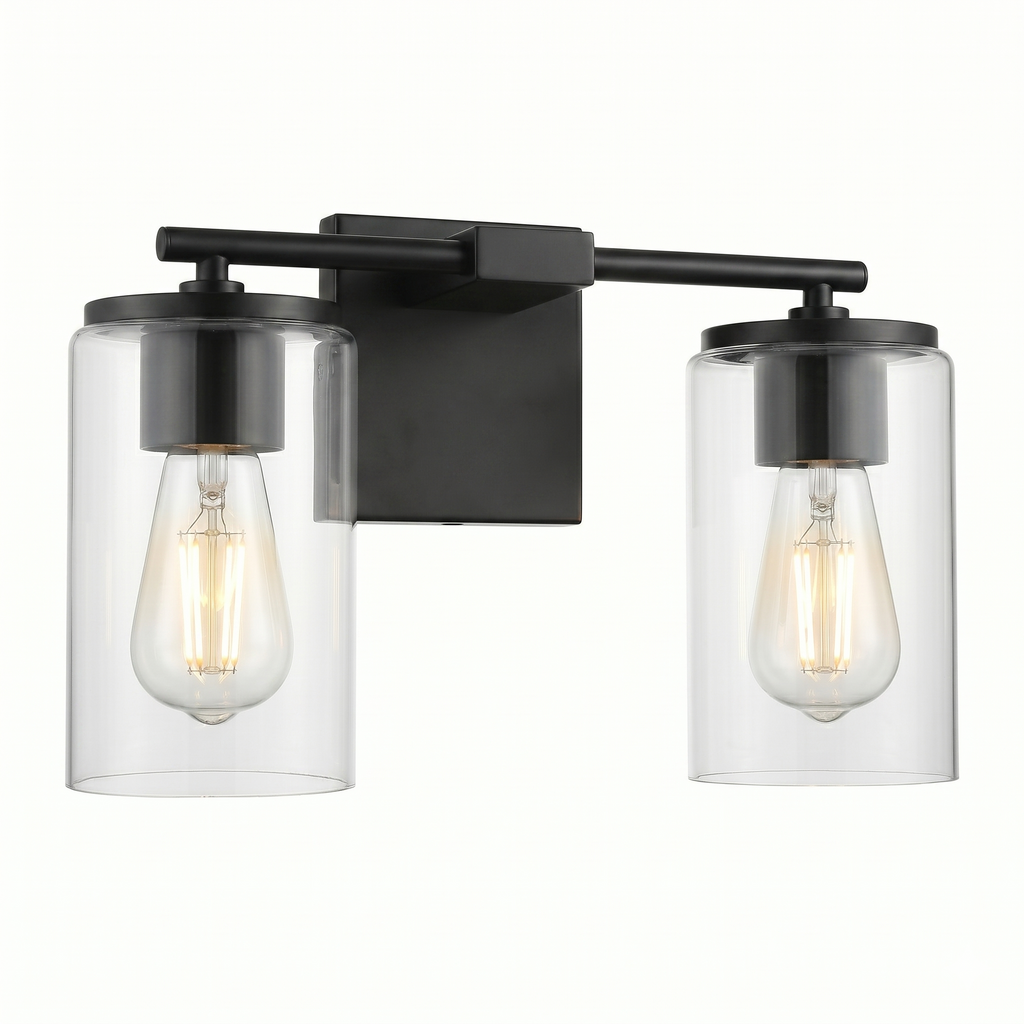 Meridian 2-Light Vanity Light, Matte Black — product view 3