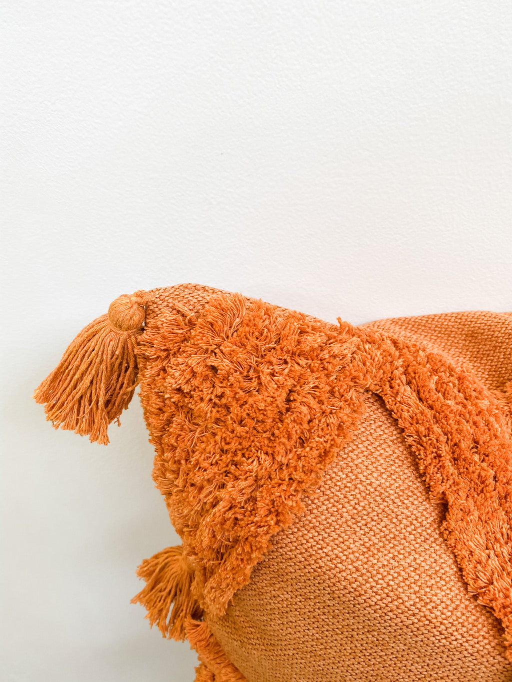 Cotton Tassel Pillow Cover, Rust — product view 3