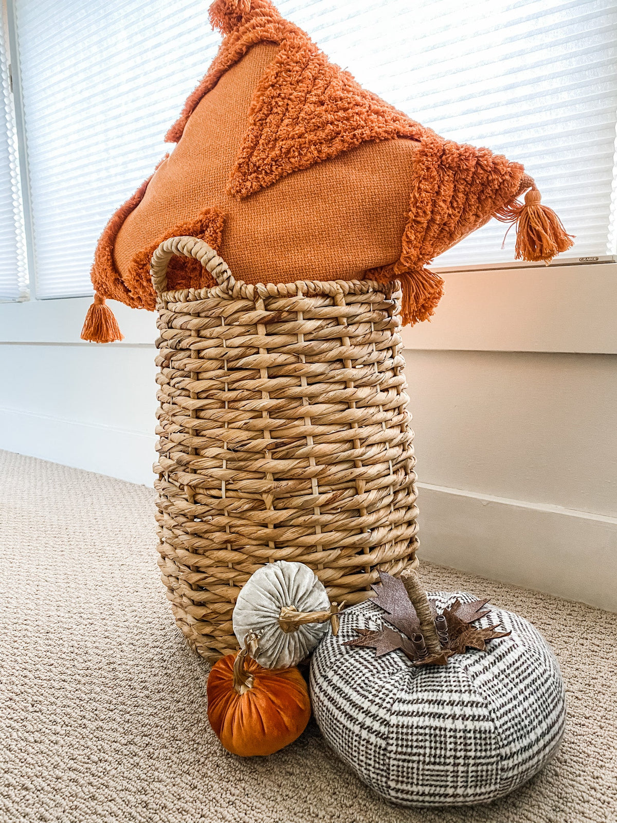 Cotton Tassel Pillow Cover, Rust — product view 4