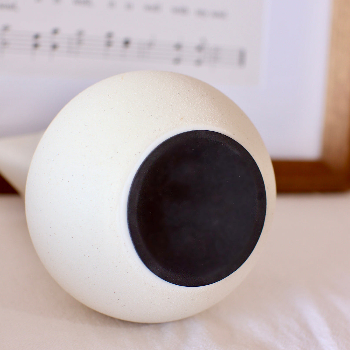 White Ceramic Pitcher Vase in Minimalist Nordic Style — product view 3