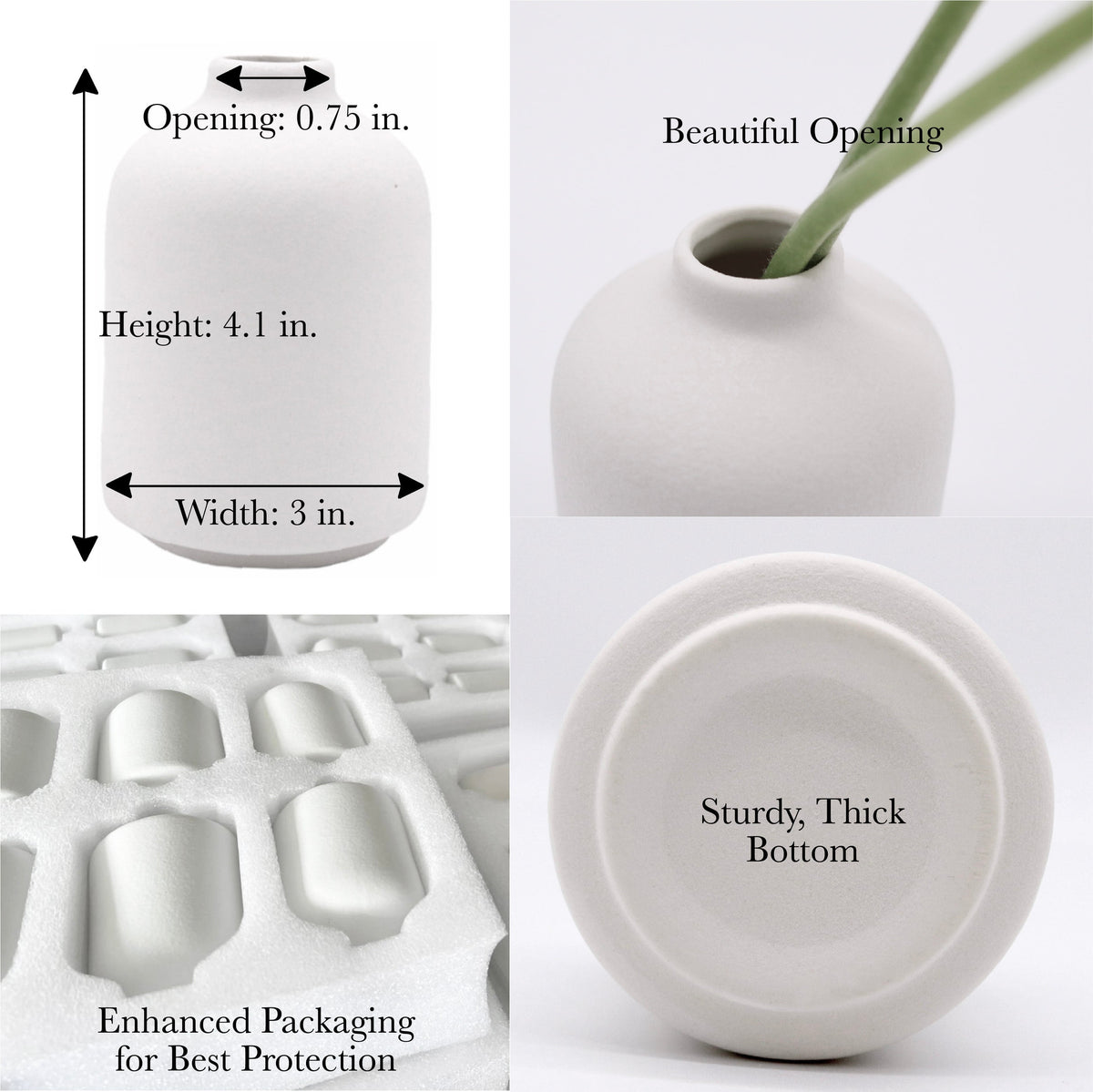 Minimalist White Ceramic Bud Vases, Set of 6 — product view 5