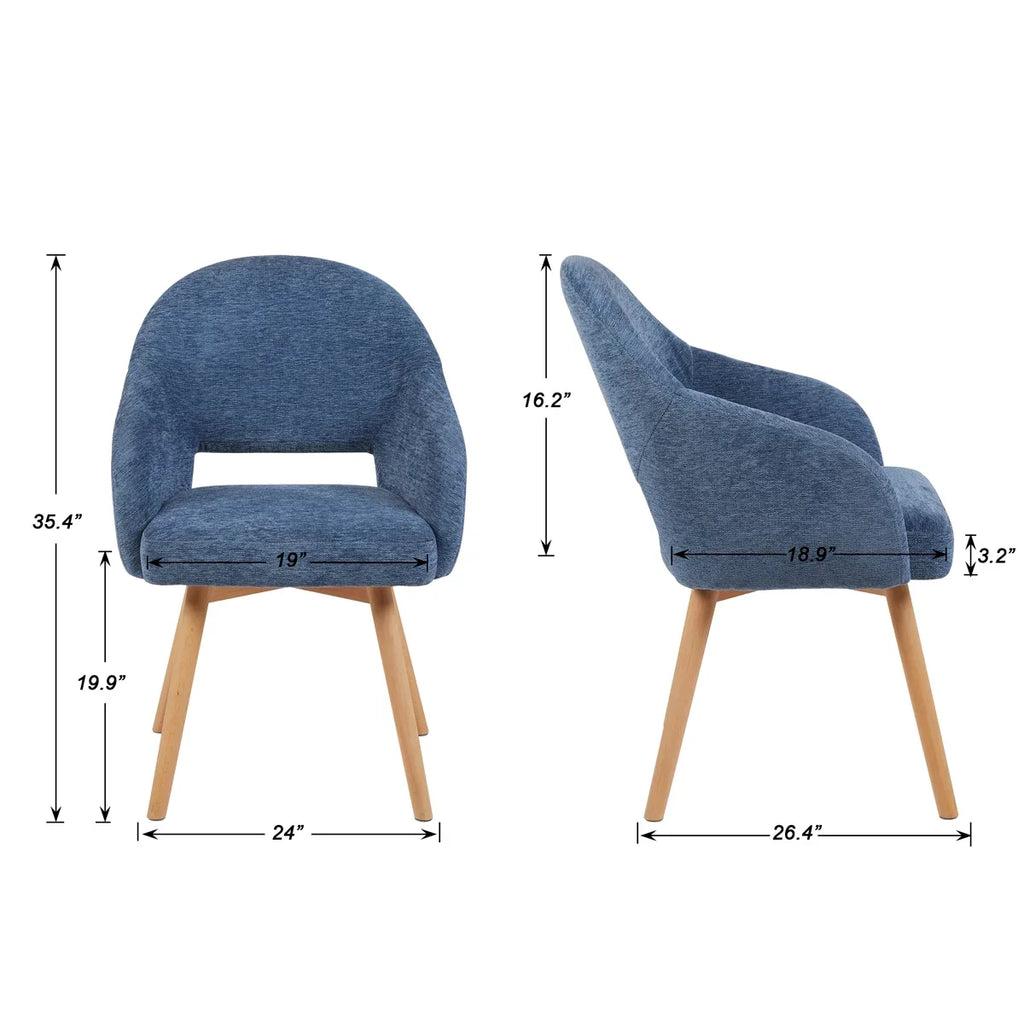 Lirwood Upholstered Dining Chairs, Navy, Set of 2 — product view 2