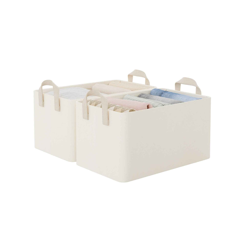Soft-Touch Fabric Storage Bins with Handles — Set of 2