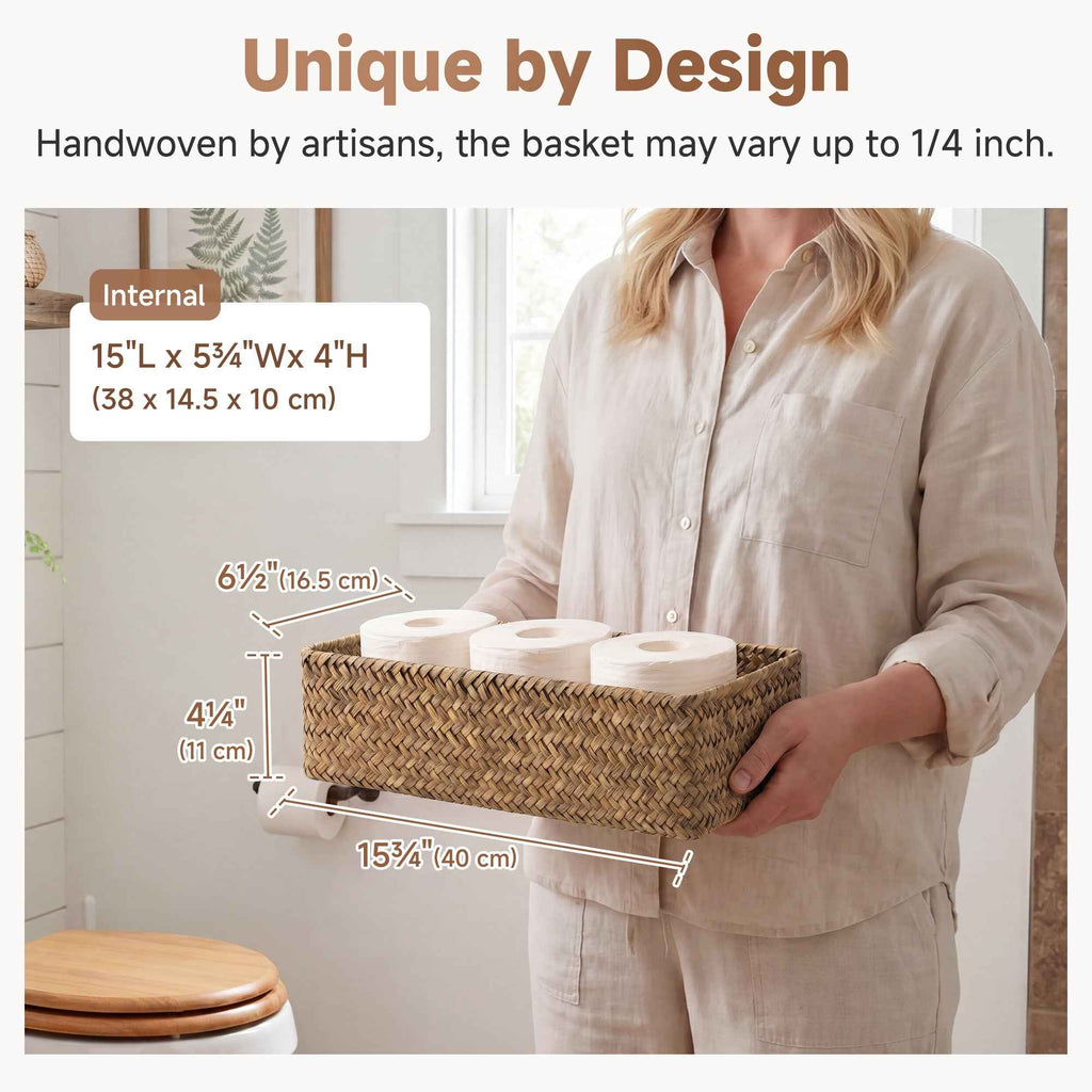 Handwoven Seagrass Toilet Paper Baskets, Set of 2 — product view 3