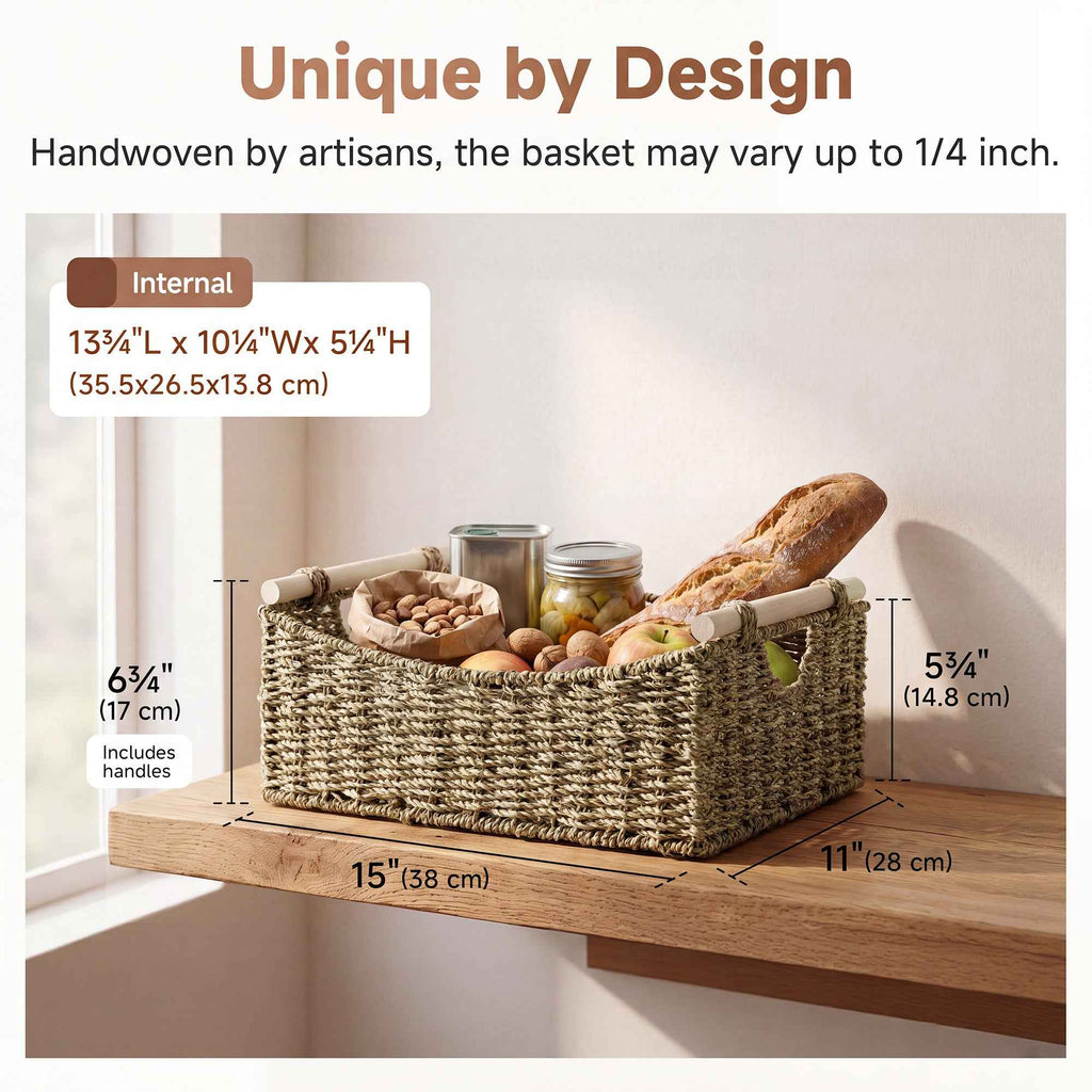 Curved Seagrass Basket with Wood Handles, Extra Large — product view 3