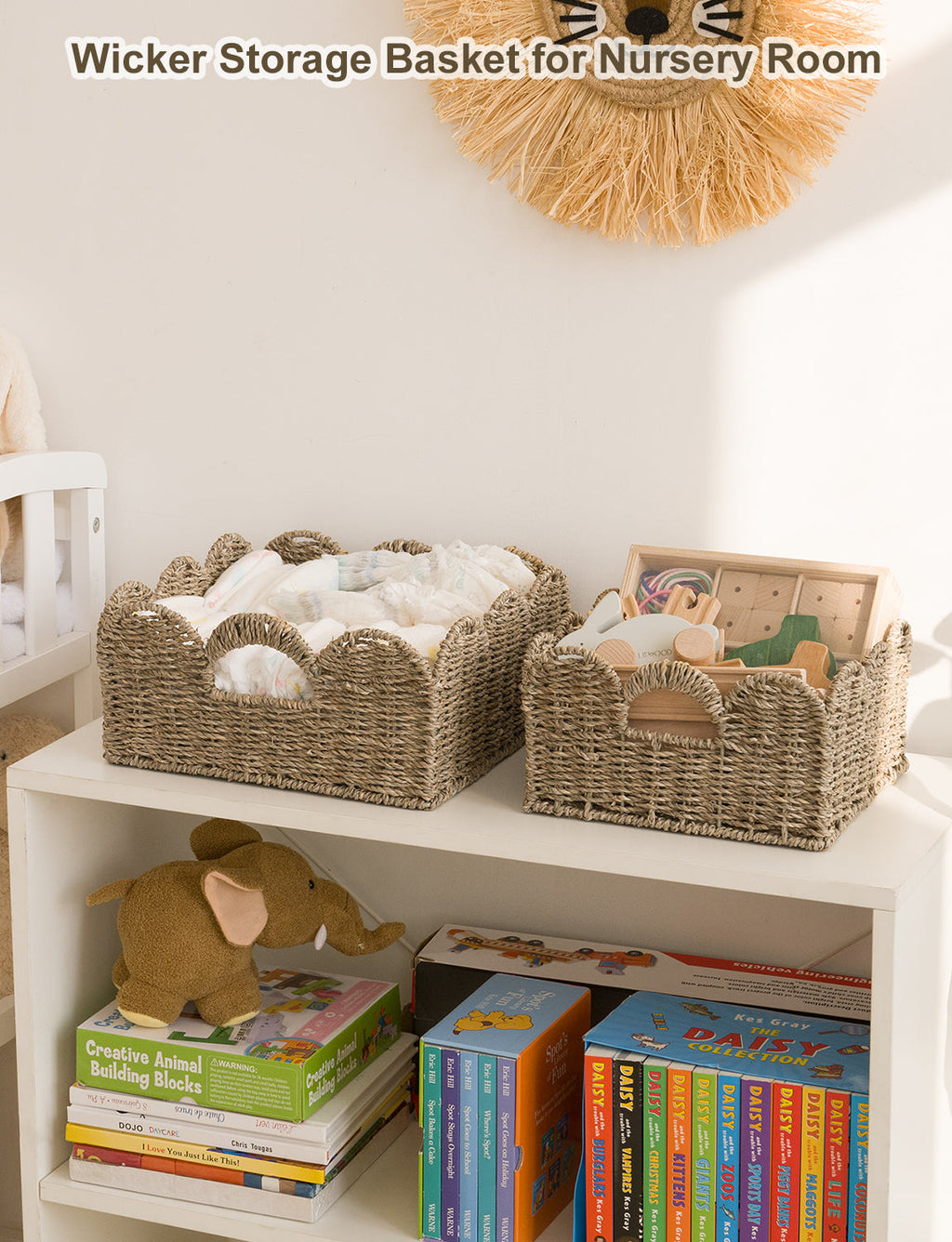 Square Scalloped Seagrass Baskets, Set of 2 — product view 4