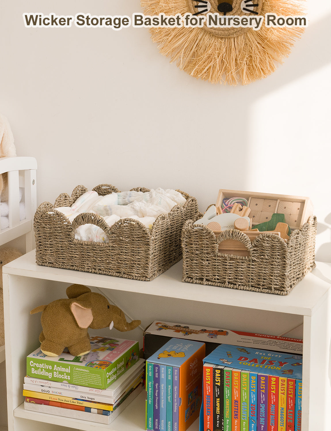 Square Scalloped Seagrass Baskets, Set of 2 — product view 4