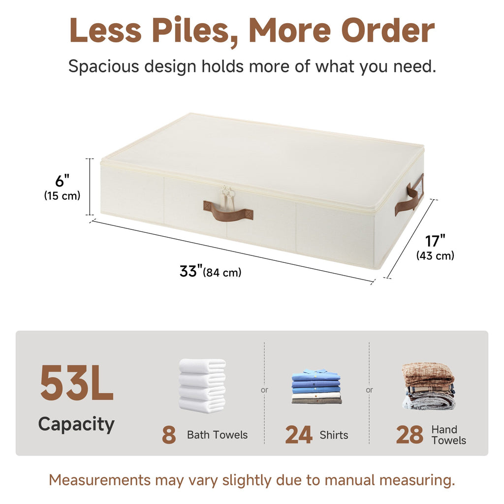 Under-Bed Storage Bins with Label Holders, Medium Beige, Set of 2 — product view 3