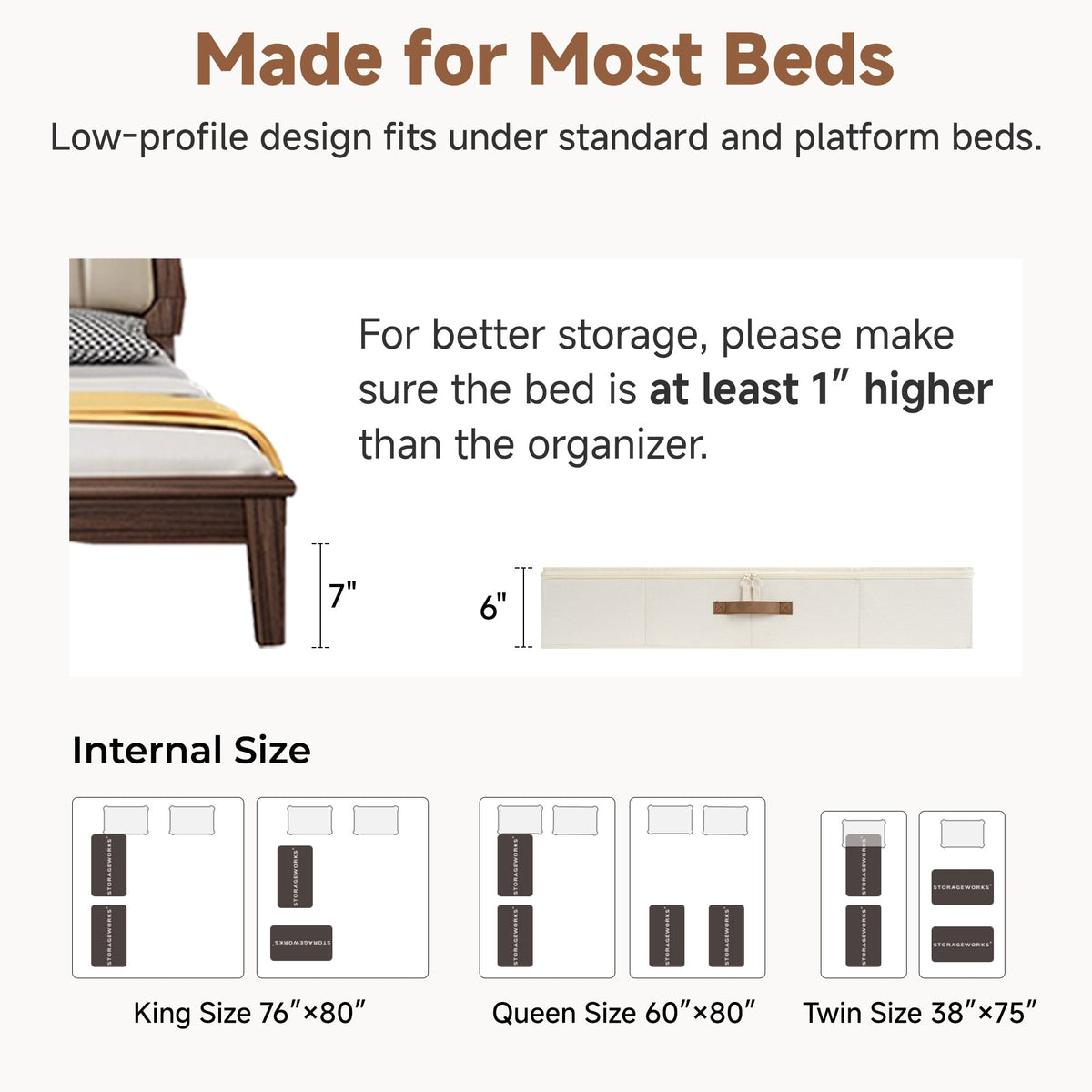 Under-Bed Storage Bins with Label Holders, Medium Beige, Set of 2 — product view 5