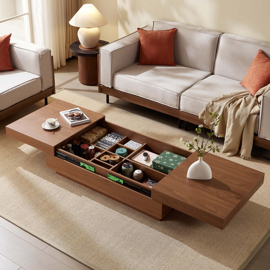 Expandable Walnut Coffee Table with Hidden Storage — product view 2
