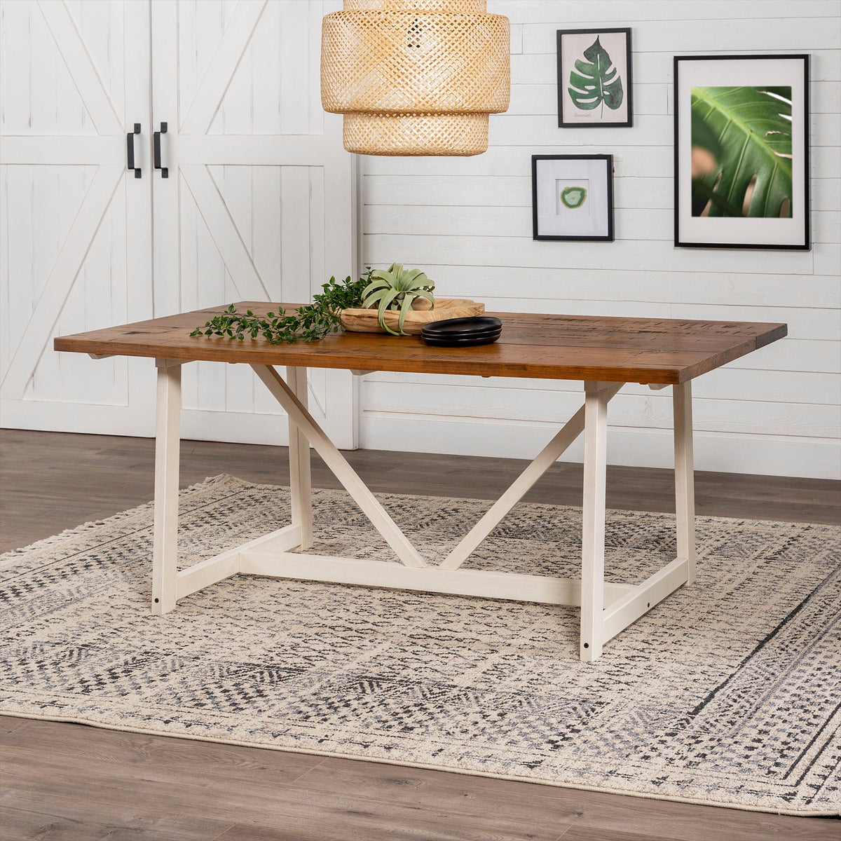 Brennan Solid Wood Trestle Dining Table, Rustic Oak, 72 in. — product view 2
