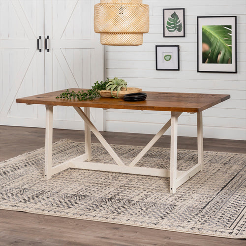 Brennan Solid Wood Trestle Dining Table, Rustic Oak, 72 in. — product view 2