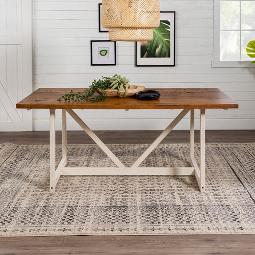 Solid Wood Trestle Dining Table 72-Inch
