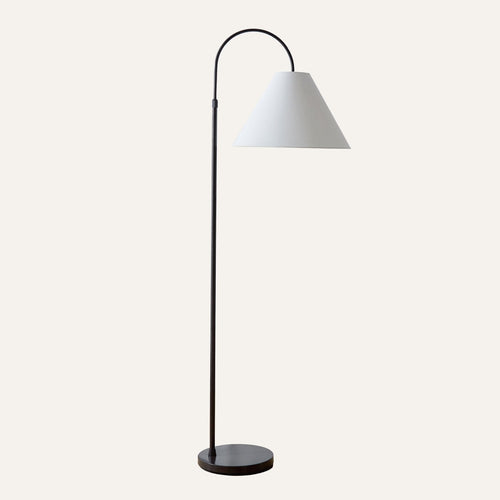 Arcadia Adjustable Arc Floor Lamp - Matte Bronze with Linen Shade 65in