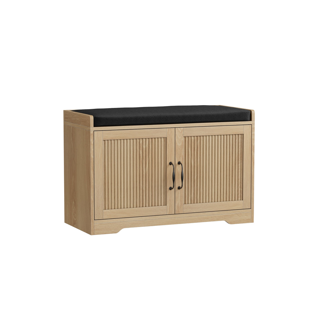 Fluted Shoe Storage Bench with Cushion, Natural, 31.5 in. — product view 5