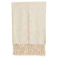Hand-Woven Cotton Throw Blanket with Crochet Fringe — 50x60 Inches