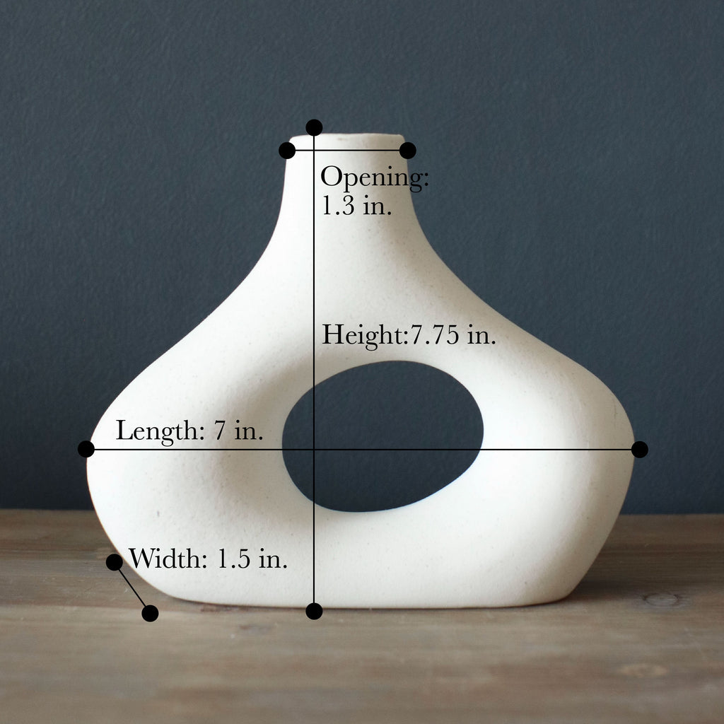 Sculptural Ceramic Donut Vases, Off White, Set of 2 — product view 3