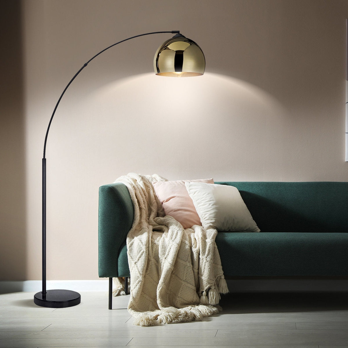 Hana Brass Arc Floor Lamp, 67in — product view 3