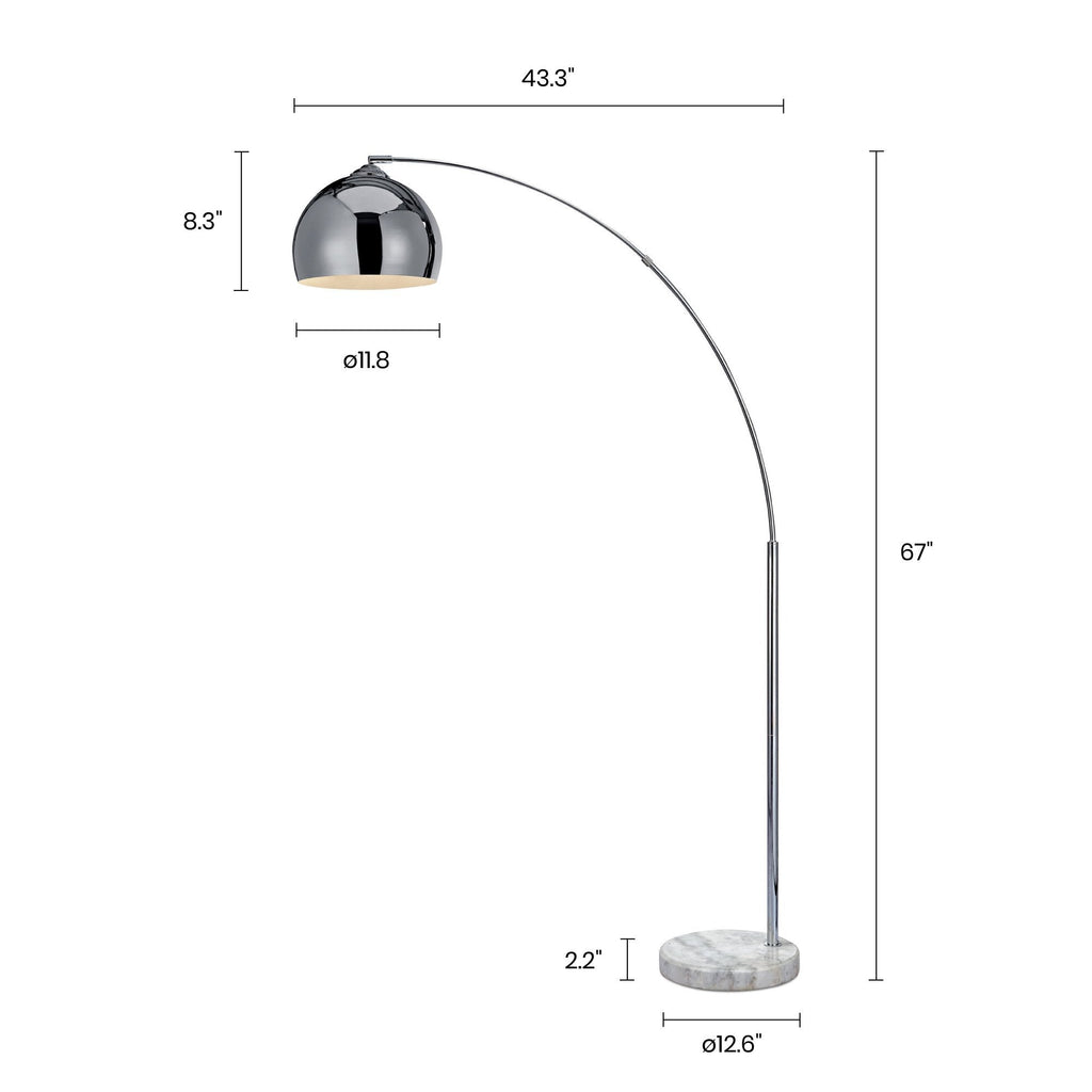 Hana Chrome Arc Floor Lamp, 67in — product view 5