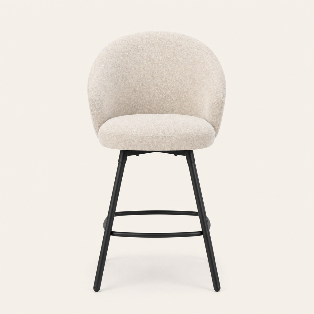 Upholstered Swivel Counter Stools, Beige, Set of 2 — product view 2