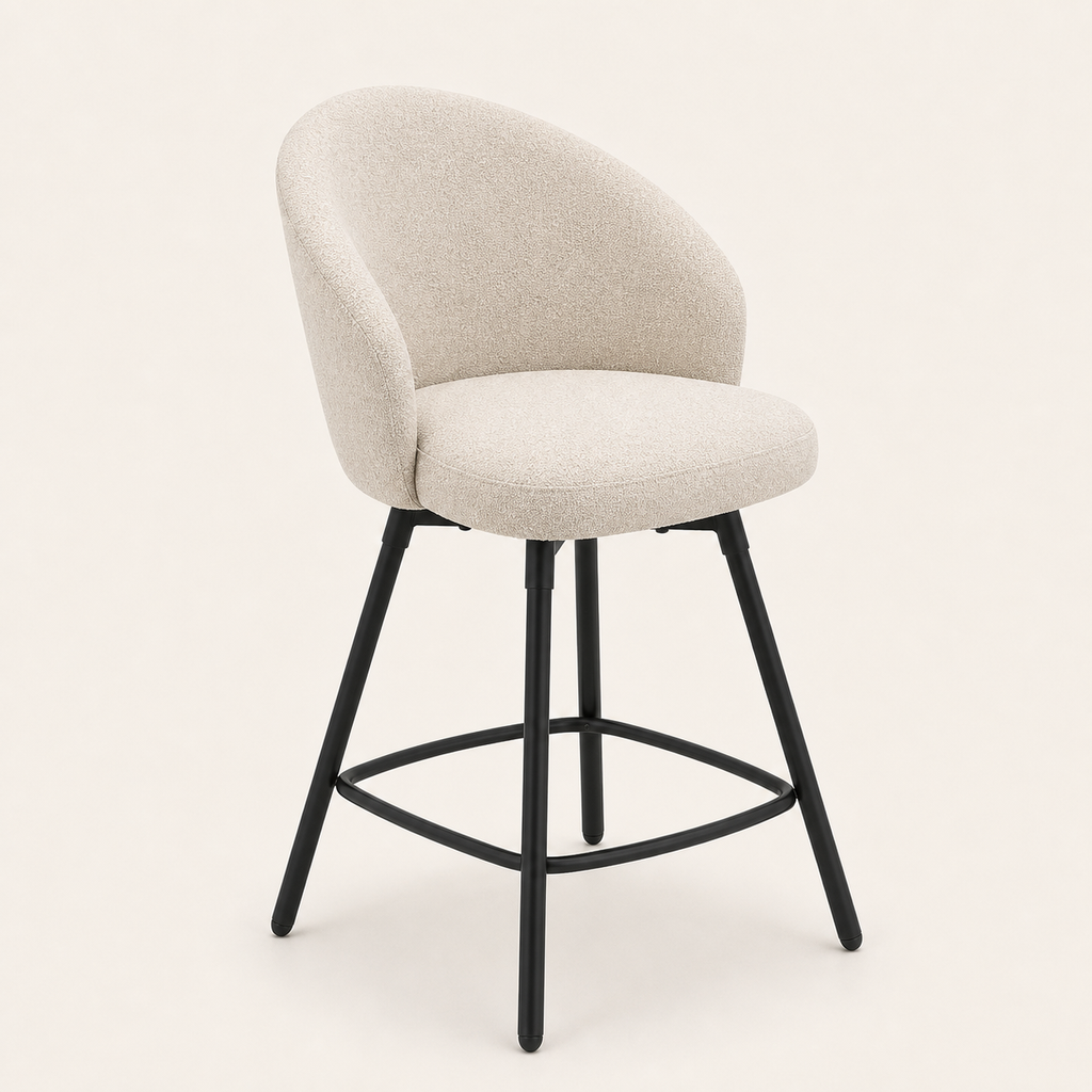 Upholstered Swivel Counter Stools, Beige, Set of 2 — product view 4