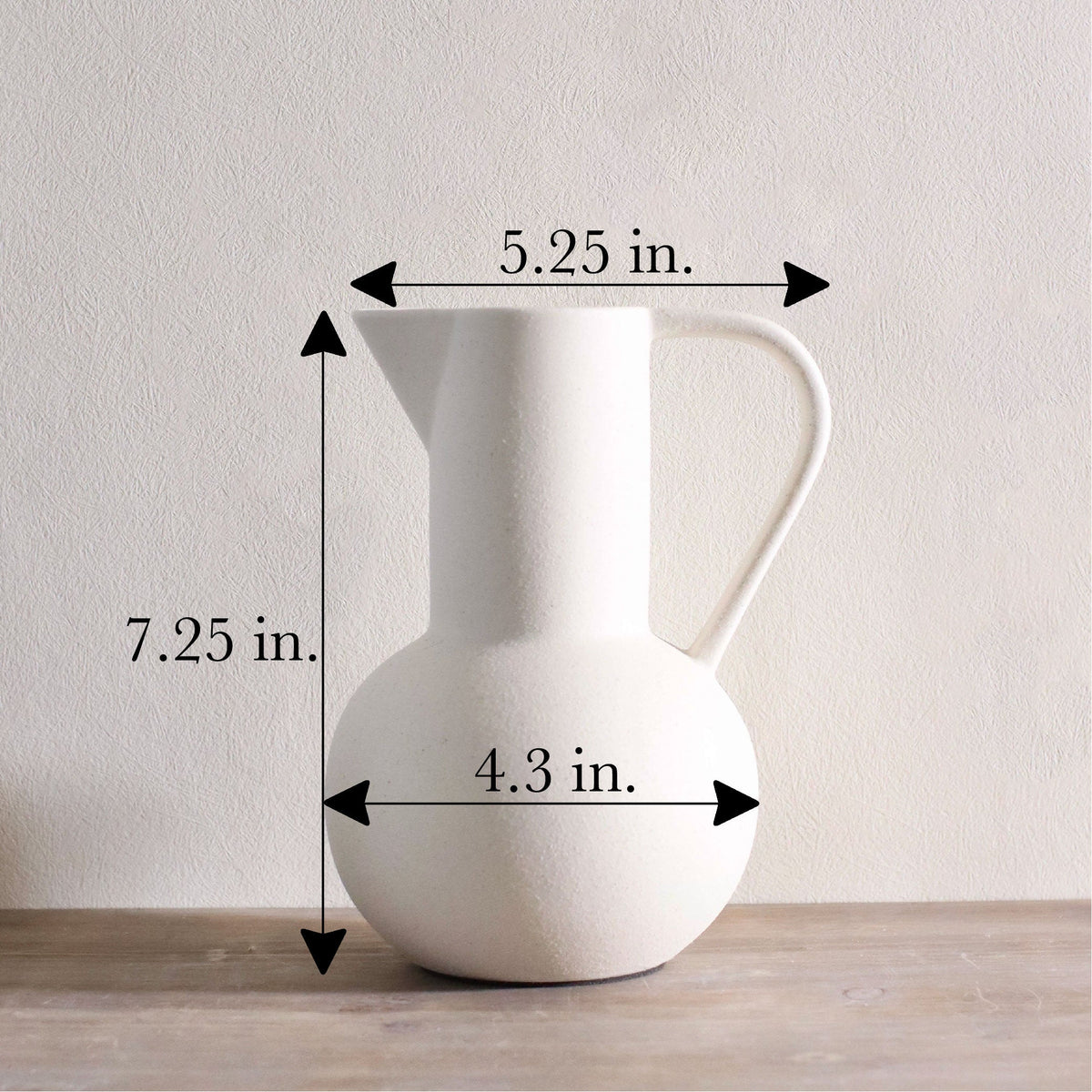 White Ceramic Pitcher Vase in Minimalist Nordic Style — product view 4