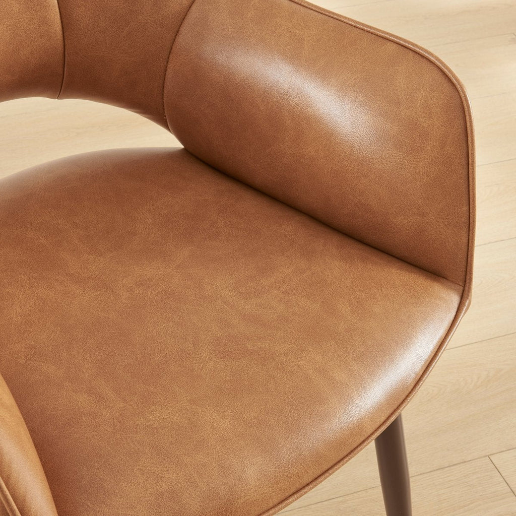 Raz Curved-Back Dining Chairs, Saddle Vegan Leather, Set of 2 — product view 5