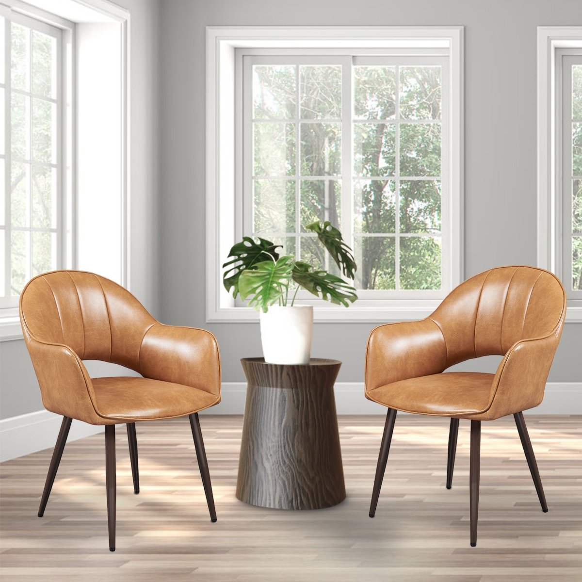 Raz Curved-Back Dining Chairs, Saddle Vegan Leather, Set of 2 — product view 2