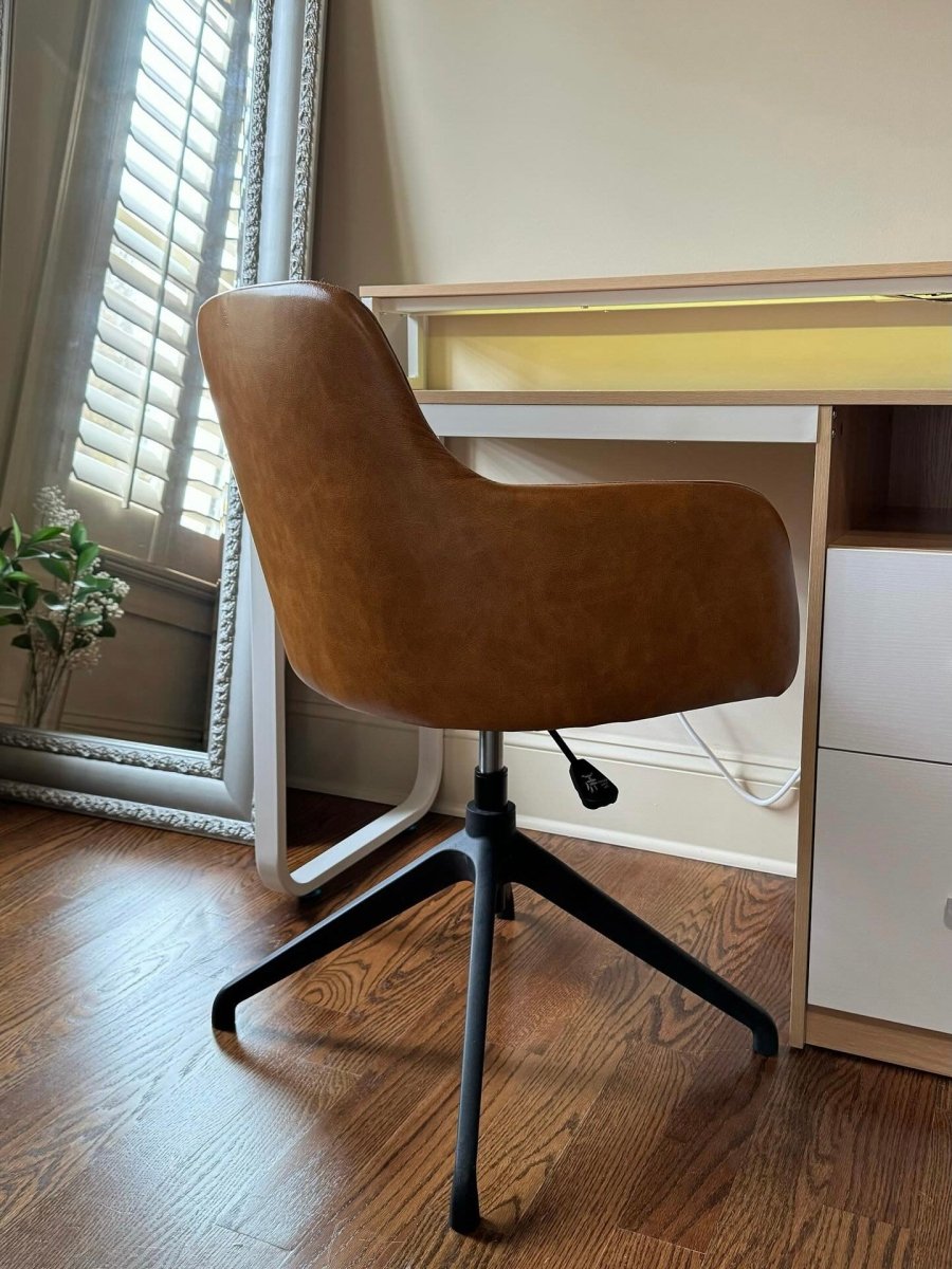Riley Faux-Leather Swivel Office Chair, Brown — product view 3