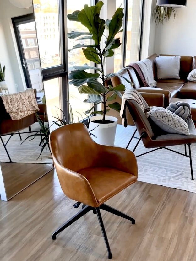 Riley Faux-Leather Swivel Office Chair, Brown — product view 2
