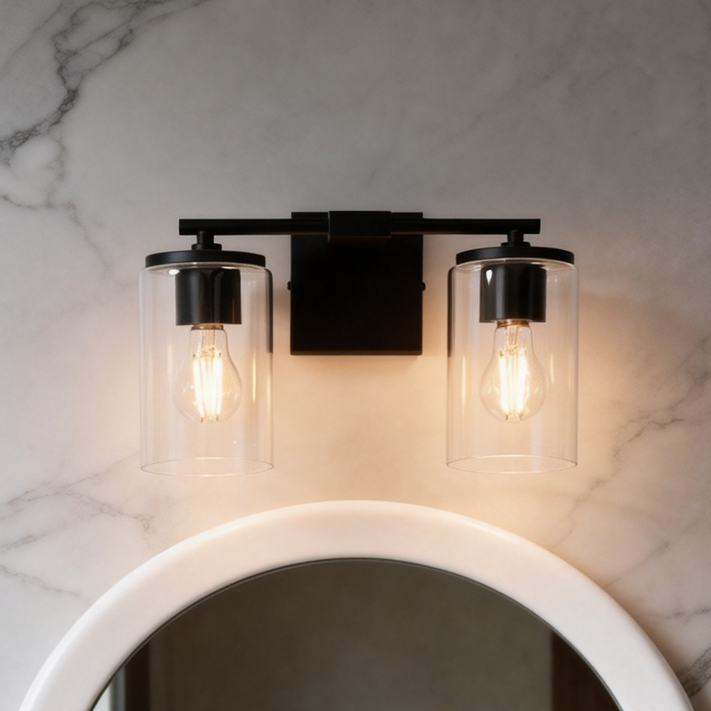 Meridian 2-Light Vanity Light, Matte Black — product view 5
