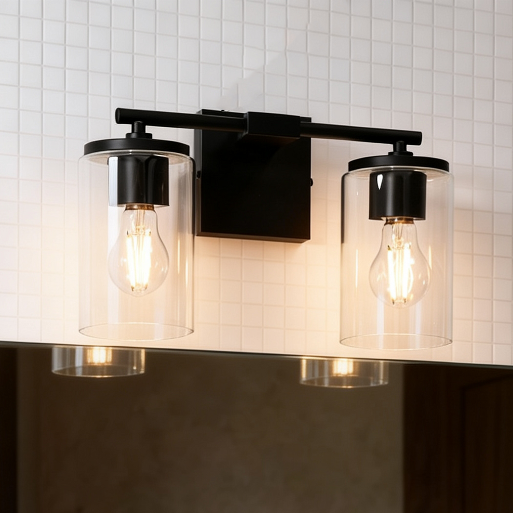 Meridian 2-Light Vanity Light, Matte Black — product view 4