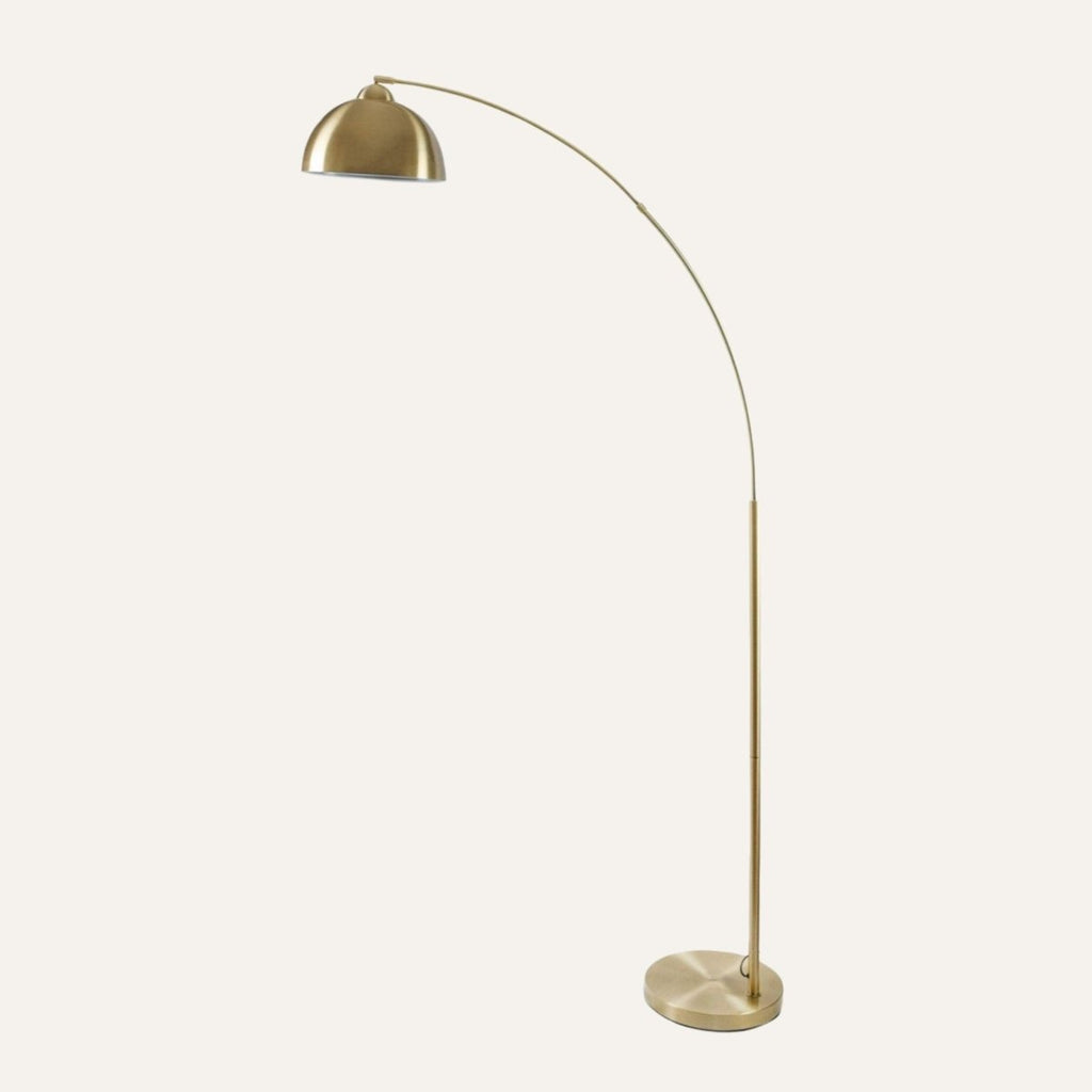 Antique Brass Arc Floor Lamp - Extra Tall Statement Arched Lighting 79in