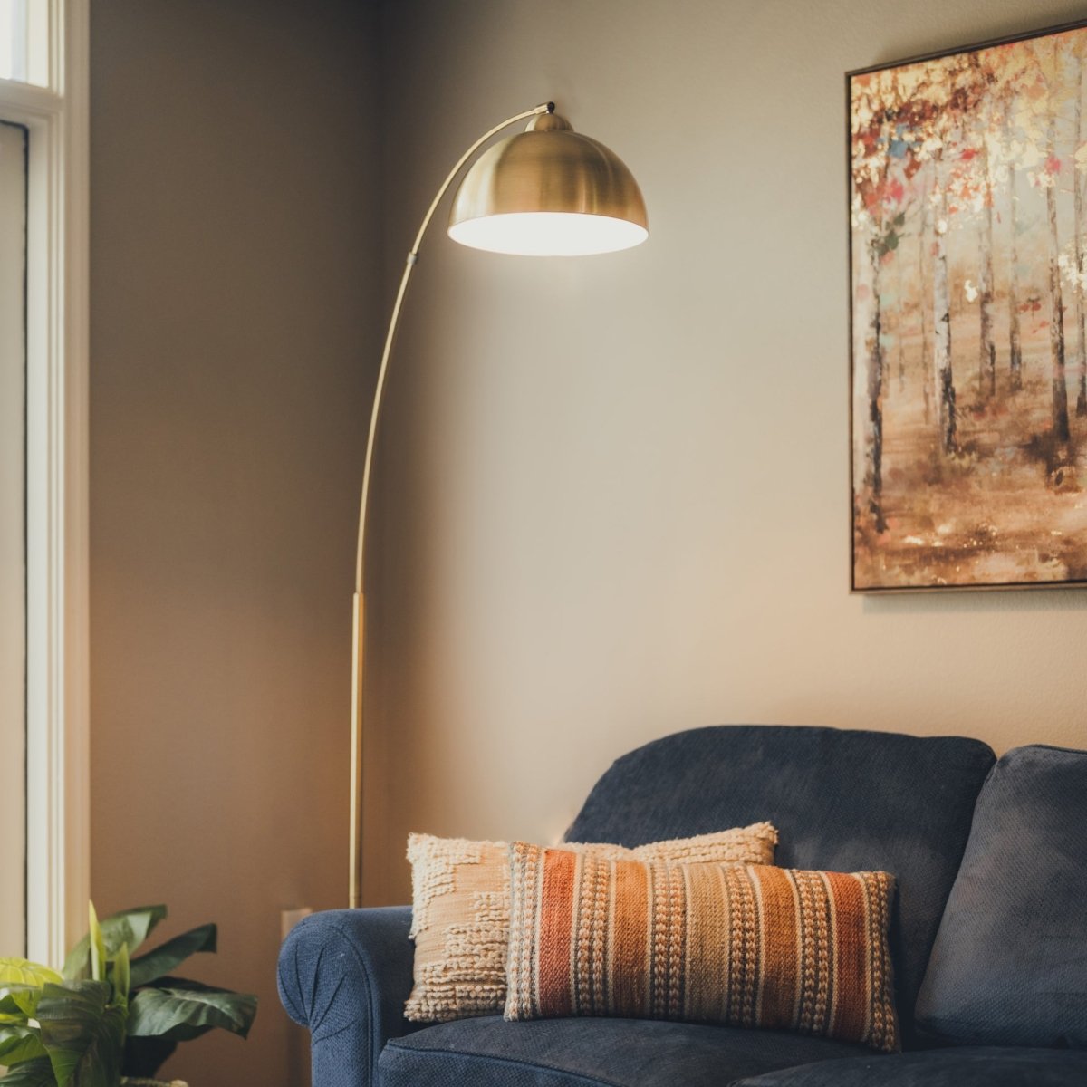Venice Antique Brass Arc Floor Lamp, 79in — product view 2