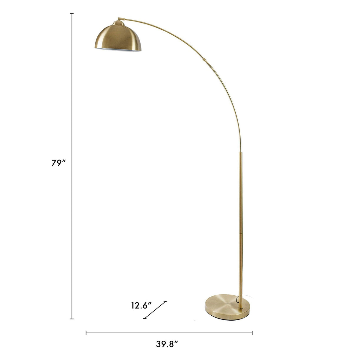 Venice Antique Brass Arc Floor Lamp, 79in — product view 3